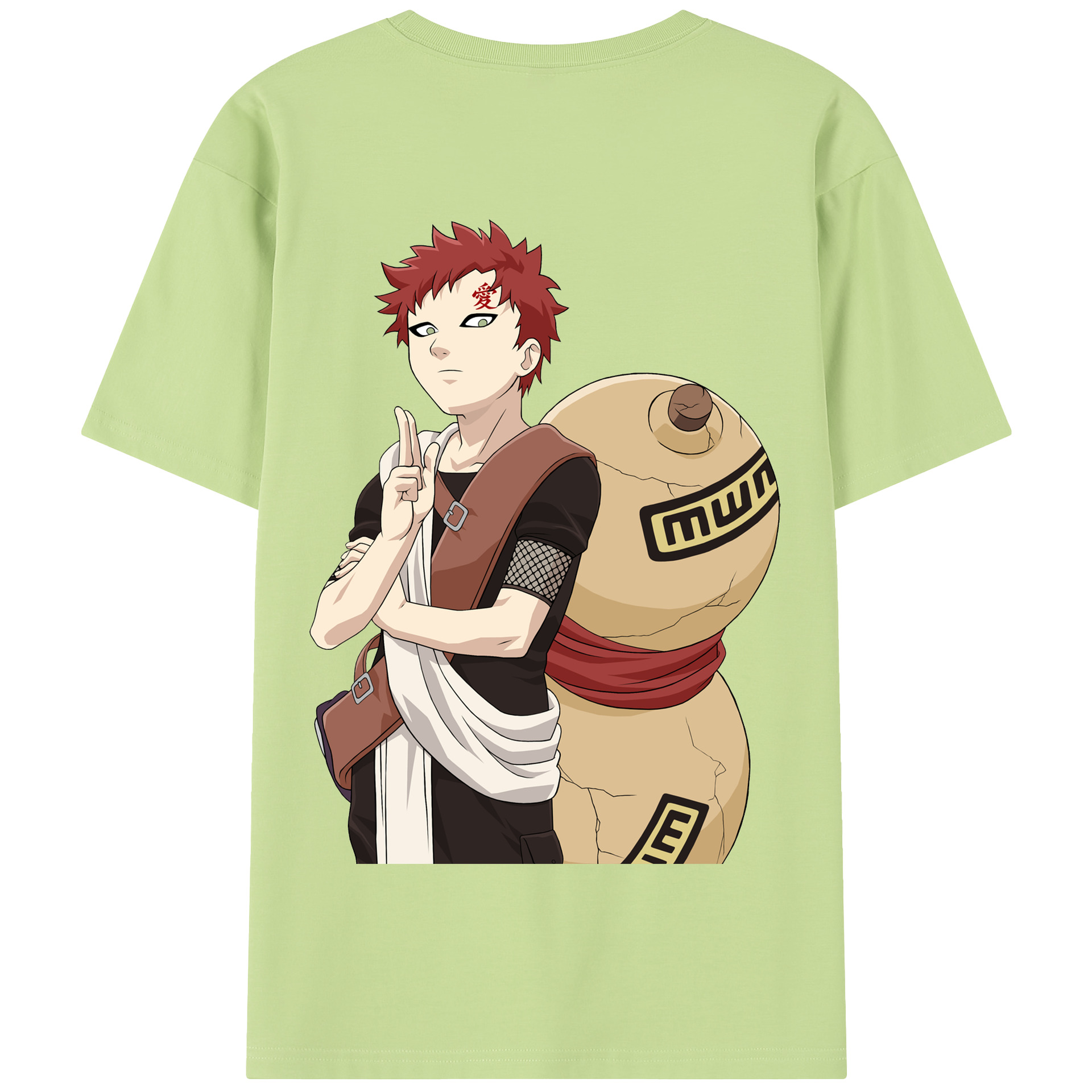 （画像用） NARUTO -ナルト- ガアラ Gaara 綿100％半袖Tシャツ（背面プリント）